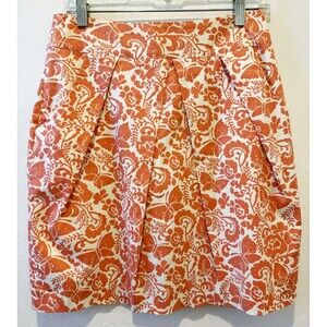 Odille Anthropologie Peach Cream Butterfly Pleated Skirt w/ Pockets sz. 6 S / M